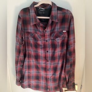 Columbia Red and Black Plaid Button Down Shirt Omnishade XXL